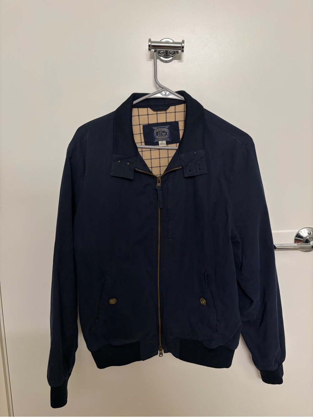 J Crew Men's Navy Bomber Jacket - Classic Harrington Style